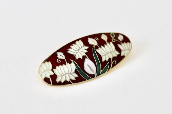 Vintage Sea Gems horizontal ellipse oval maroon r… - image 4