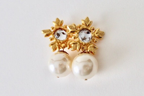 Vintage Gerard Yosca gold faux pearl clip on earr… - image 5
