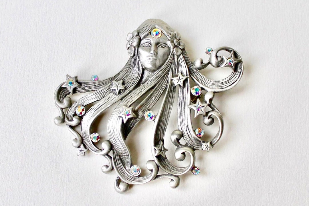 Vintage JJ Woman J.J Jonette Brooch. Artifacts Aurora Borealis