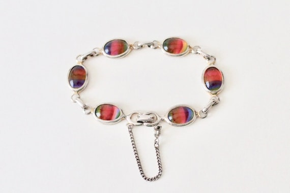 Vintage Harmony rainbow cabochon link bracelet by… - image 1