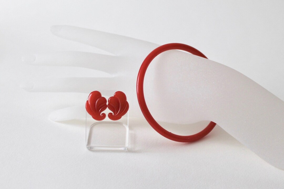 Barrette Vintage Buch Deichmann – Danemark, Plastique Triangle, Strass, Années 80