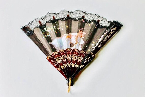 Vintage Pierrot ladies hand fan. Pierrot folding … - image 2