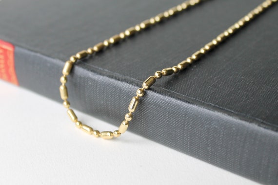 Bar Bead Ball Chain. Gold Plated Bar 