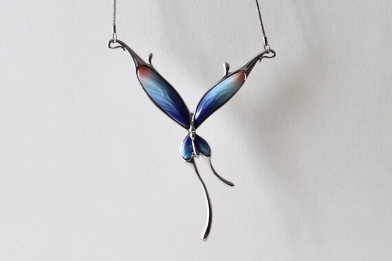 Vintage Franz Porcelain of Germany Butterfly Rhodium Plated Silver