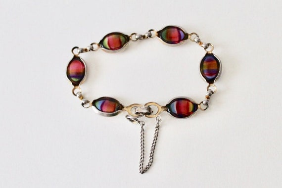 Vintage Harmony rainbow cabochon link bracelet by… - image 6