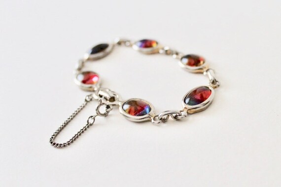 Vintage Harmony rainbow cabochon link bracelet by… - image 3