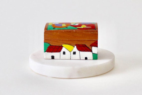 Vintage hand painted Central America wooden trink… - image 2