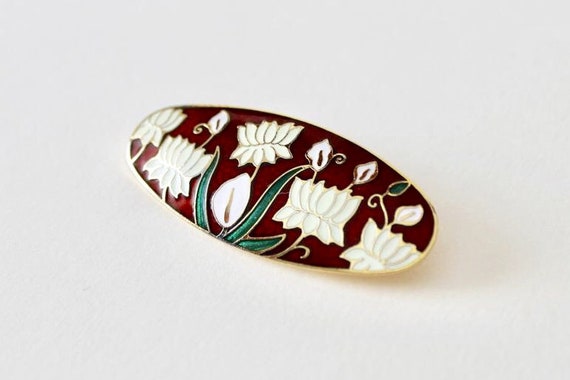 Vintage Sea Gems horizontal ellipse oval maroon r… - image 3