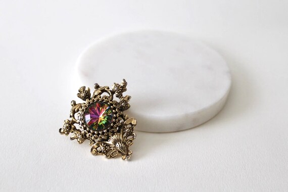 Vintage Baroque gold ornate floral rainbow starbu… - image 6