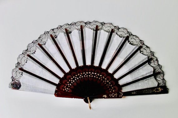 Vintage Pierrot ladies hand fan. Pierrot folding … - image 4