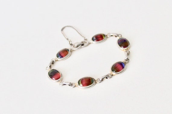 Vintage Harmony rainbow cabochon link bracelet by… - image 5