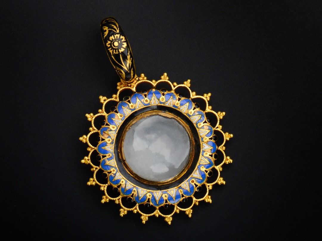 Georgian Enamel 18k Gold Memorial Locket Rose Motif Antique Pendant ...