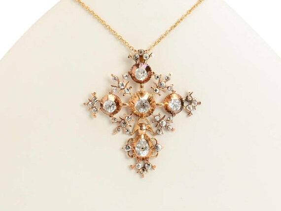 Georgian Black Dot Paste Rose Gold Pendant View 2