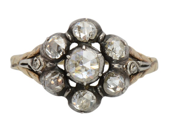 Antique Georgian Era C. 1800 Rose Diamond Cluster… - image 2