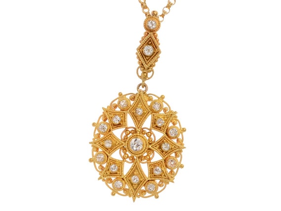 Victorian Ornate Diamond Pendant Necklace Archeol… - image 2