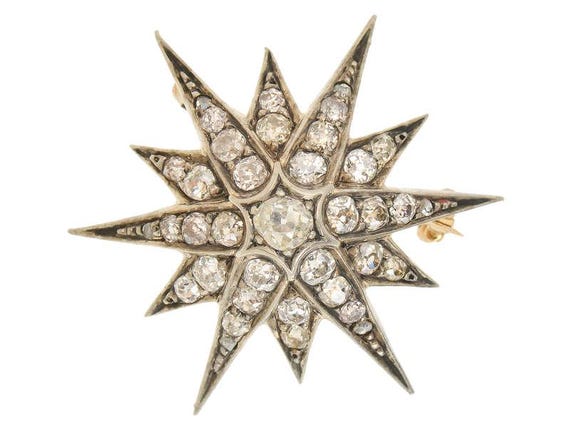 Victorian Rays - Diamond Star Brooch Pendant 2.6 Carats View 2