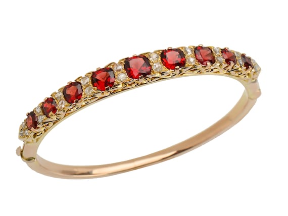 MARKED DOWN!  Edwardian Antique Fine Garnet Rose … - image 1