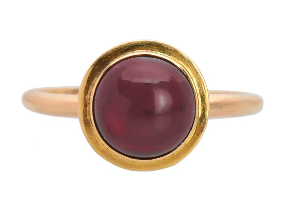 Antique Edwardian Single Garnet Ring 14k Yellow Go