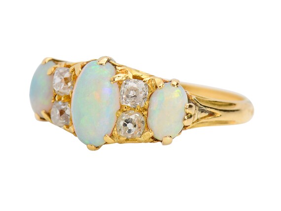 Edwardian Australian Opal Diamond Ring Old Mine C… - image 7