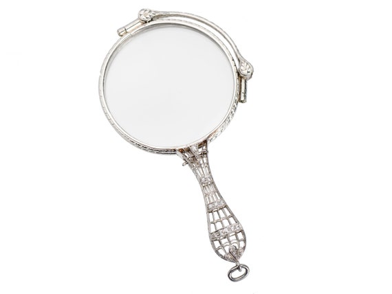 Antique Edwardian Diamond Platinum Lorgnette Penda