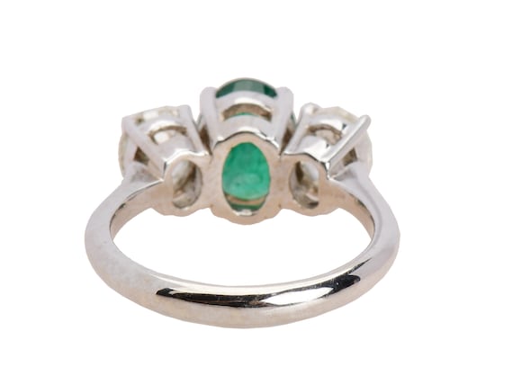 Vintage Emerald Diamond Trilogy Three Stone Anniv… - image 10