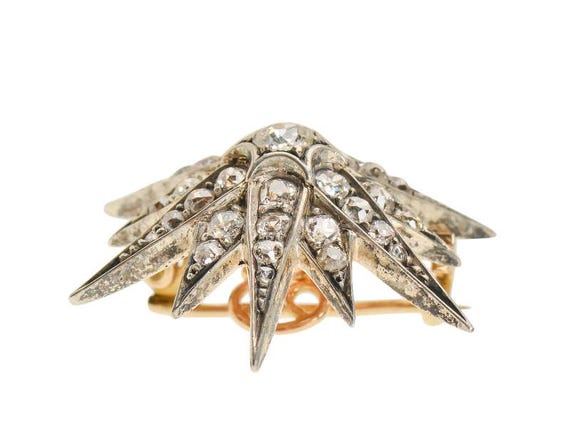 Victorian Rays - Diamond Star Brooch Pendant 2.6 Carats View 6