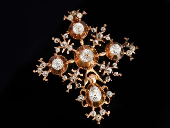 Georgian Black Dot Paste Rose Gold Pendant View 4