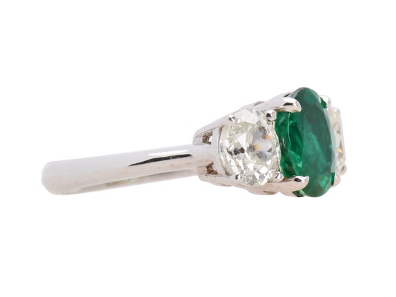Vintage Emerald Diamond Trilogy Three Stone Anniv… - image 9
