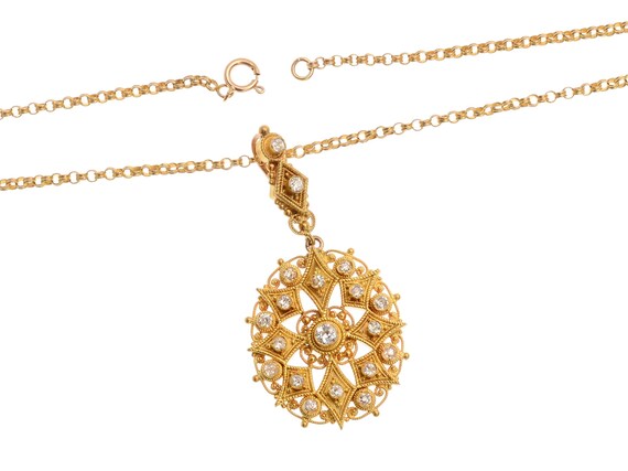 Victorian Ornate Diamond Pendant Necklace Archeol… - image 8