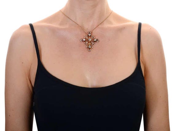 Georgian Black Dot Paste Rose Gold Pendant View 6