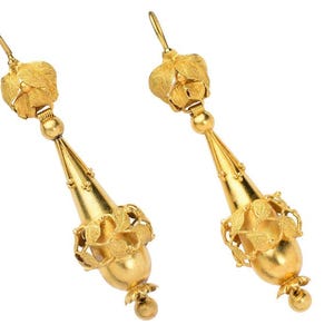 Georgian Gold Dangle Torpedo Shaped Earrings