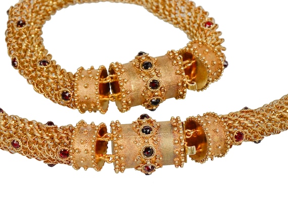 Rare Georgian Necklace Bracelet Antique Woven Gol… - image 1