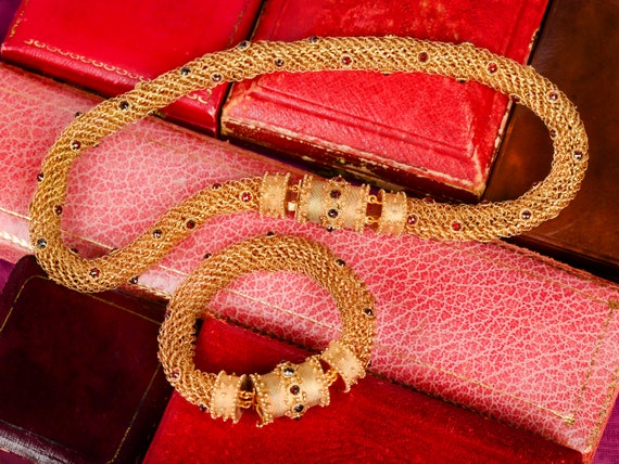 Rare Georgian Necklace Bracelet Antique Woven Gol… - image 2