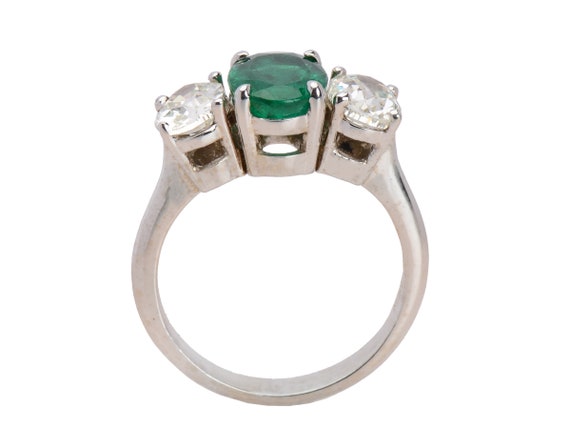Vintage Emerald Diamond Trilogy Three Stone Anniv… - image 7