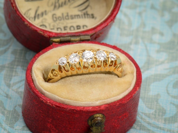 Stackable Five Diamond Wedding Ring From 1909 Edw… - image 2