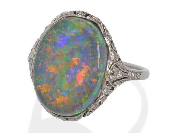 MARKED DOWN! Rare Art Deco Black Australian Opal … - image 3