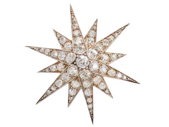 Magnificent Victorian Diamond Star Pendant 5.55 Carats