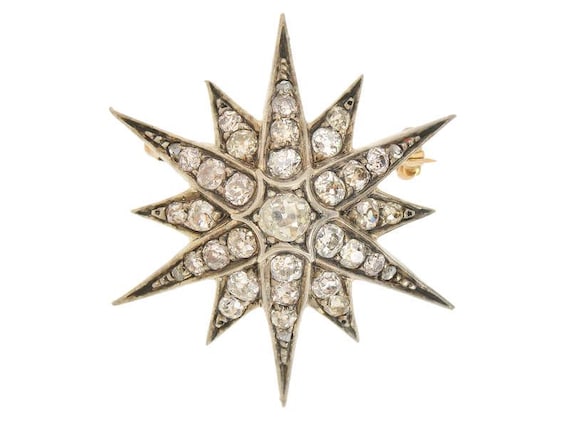 Victorian Rays - Diamond Star Brooch Pendant 2.6 Carats