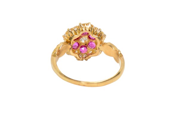 Antique Ruby Diamond Scalloped Ring - image 7