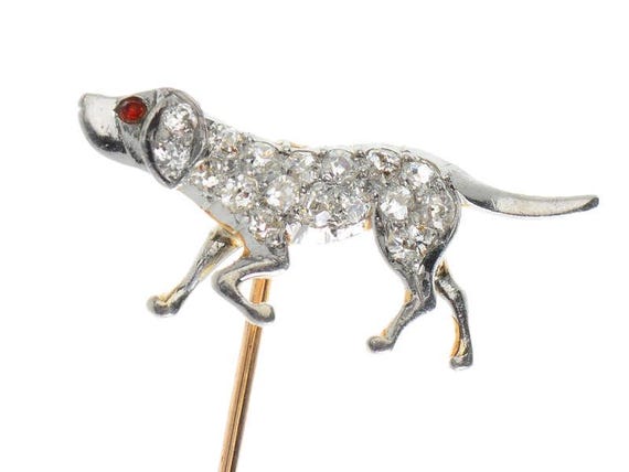 Antique Diamond Dog Stickpin