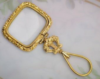 Antique Georgian Lyre Themed Pinchbeck Magnifying Glass Musical Instrument Pendant See Better in Style C. 1840 19th Century Vintage