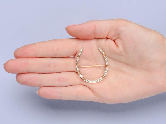 Riker Pearl Enamel Horseshoe Brooch View 5