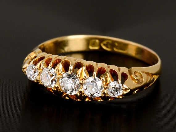 Stackable Five Diamond Wedding Ring From 1909 Edw… - image 6