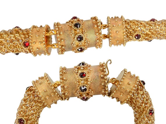 Rare Georgian Necklace Bracelet Antique Woven Gol… - image 4