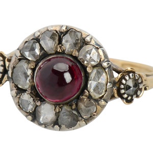 Antique Georgian Era C. 1750 Citrine and Rose Cut Diamond Cluster Ring Marquise Shaped Foiled Closed Backed Silver Rose Gold Vintage Ring
