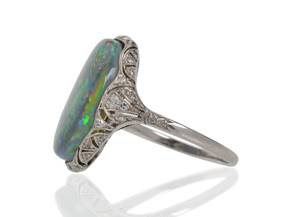 MARKED DOWN! Rare Art Deco Black Australian Opal … - image 2