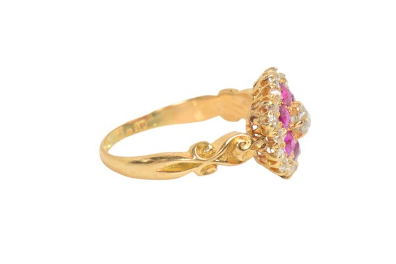Antique Ruby Diamond Scalloped Ring - image 8