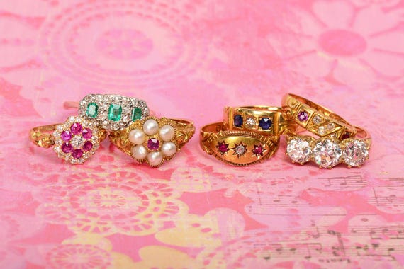 Antique Ruby Diamond Scalloped Ring - image 6