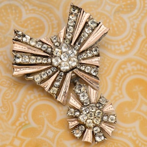 Antique Georgian Brooch Pendant: Black Dot Paste, Rose Gold & Silver, c. 1840