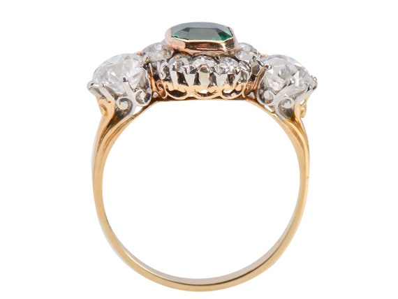 Colombian Emerald Diamond Ring 14k Yellow Gold Ol… - image 6